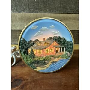Stone Log Cabin Accent Lamp Hand Painted Plate Night Light By Alsy Lighting